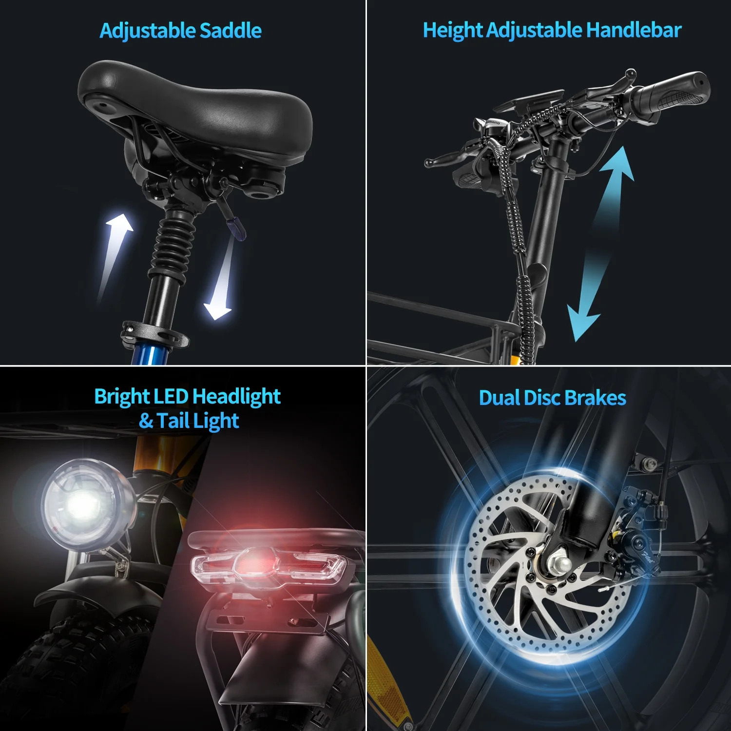 1500W Electric Bike for Adults,31MPH 48V 15.6AH Mountain Bike, 20"Fat Tire 7 Speed Electric Bicycle UL2849(20''1500W-48V-15.6AH-30MPH) - Image 9