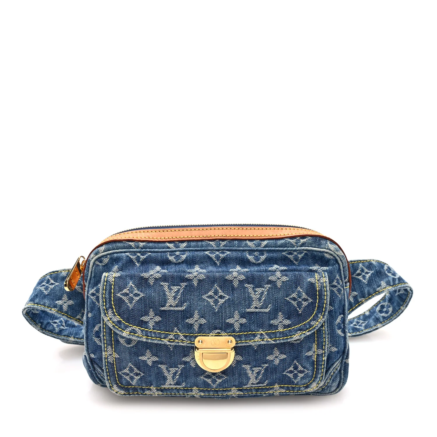 Monogram Denim Bum Bag Blue