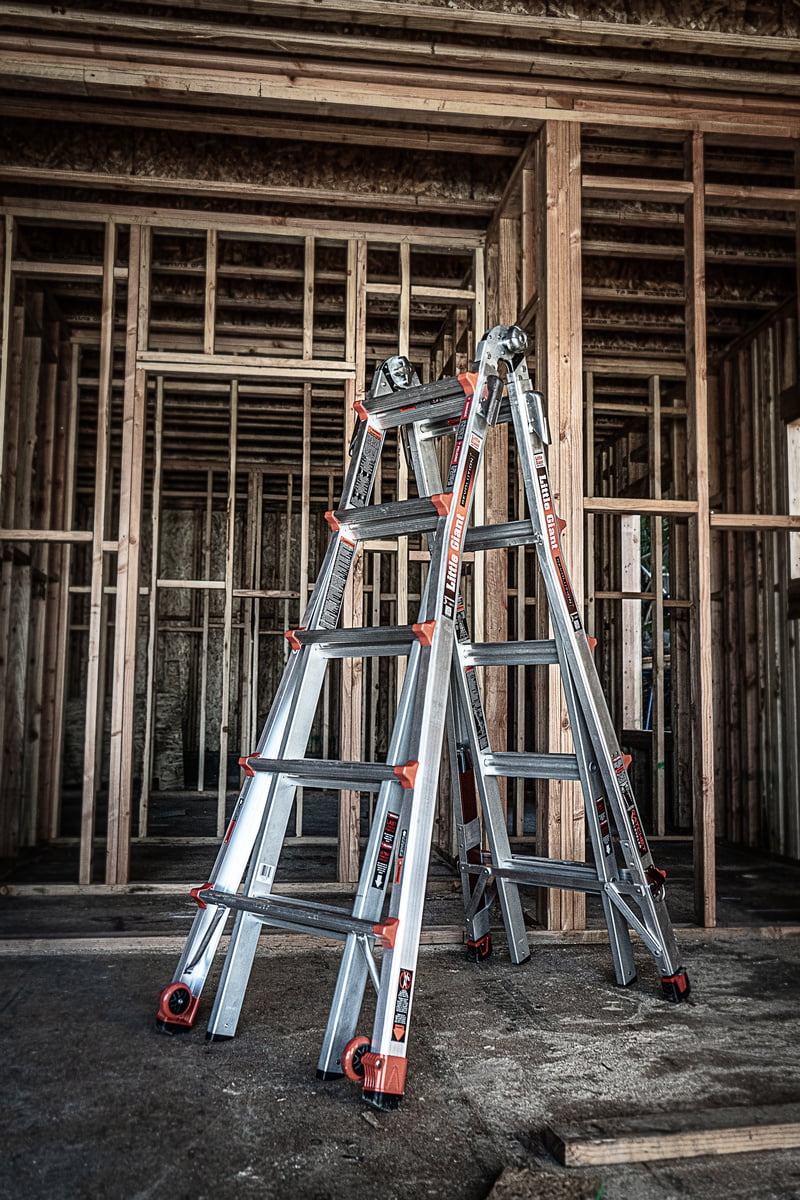 Little Giant Ladders Velocity 22 - Ft Multi - Position Ladder, Aluminum, 300 lb Capacity, Telescoping, A - Frame, Extension, with Wheels and Slip - Resistant Feet