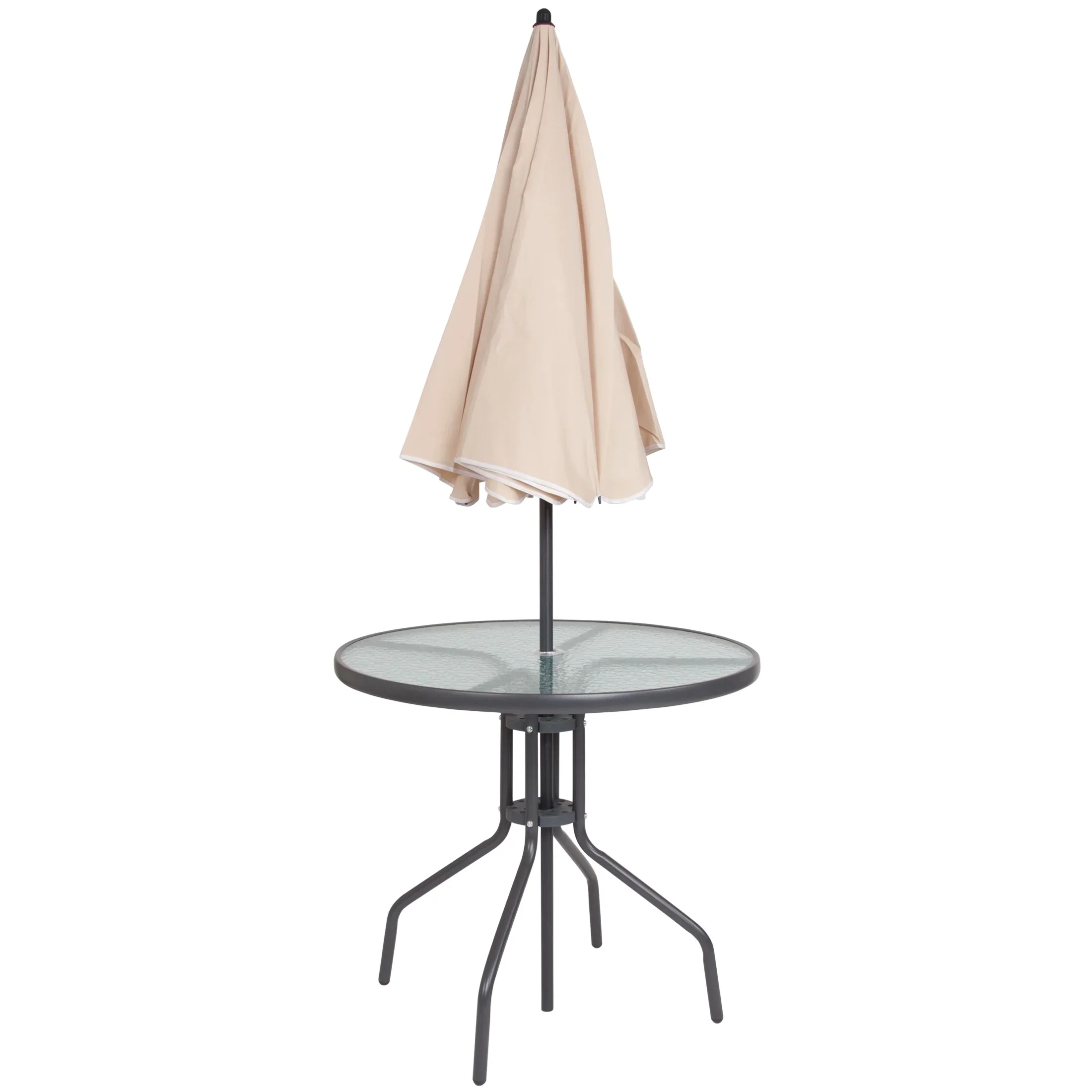 Flash Furniture Nantucket 6 Piece Black Patio Garden Set with Umbrella Table and Set of 4 Folding Chairs