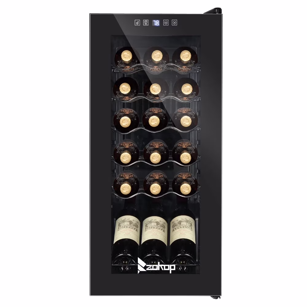 18 Bottle Compressor Wine Cooler Freestanding Wine Fridge, Fast Cooling, Low Noise(1.8cu.ft/18bottle)