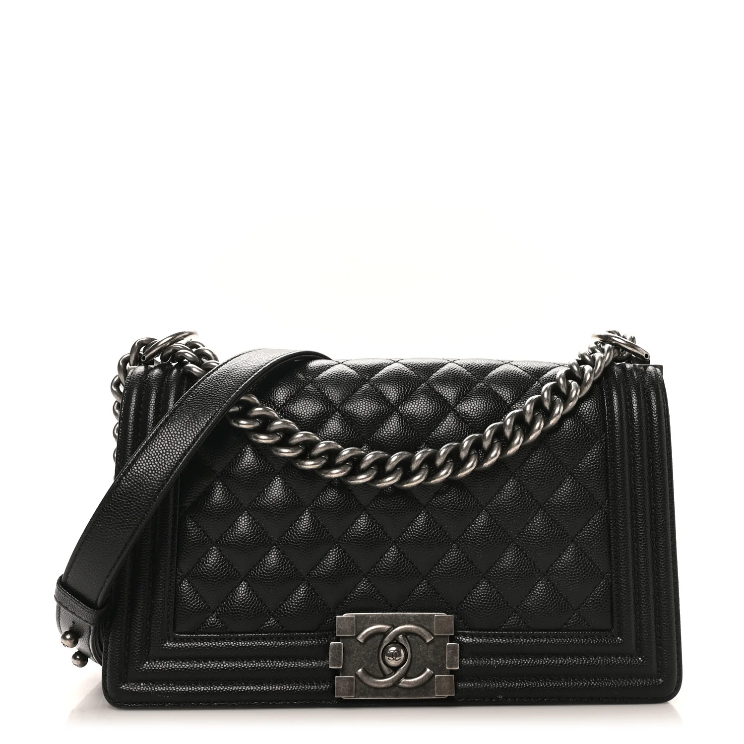 Caviar Quilted Medium Boy Flap Black