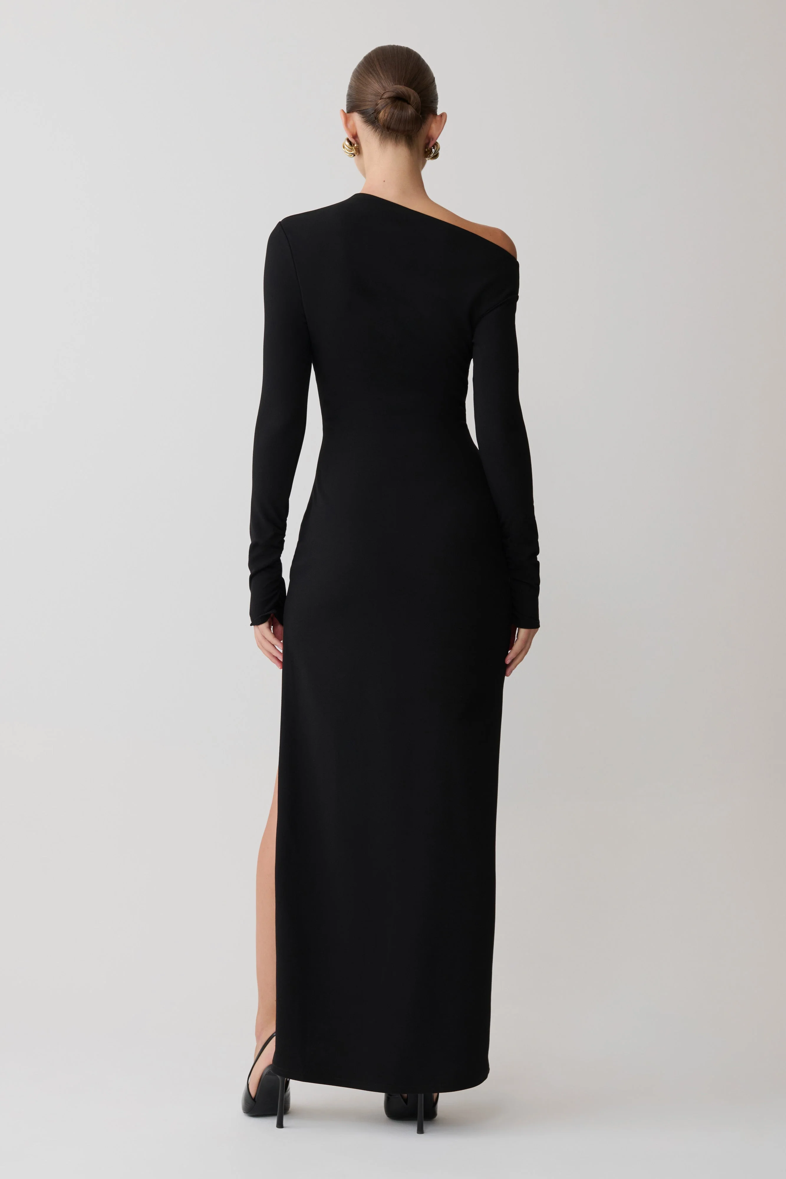Thalyn Crepe Maxi Dress With Split - Black