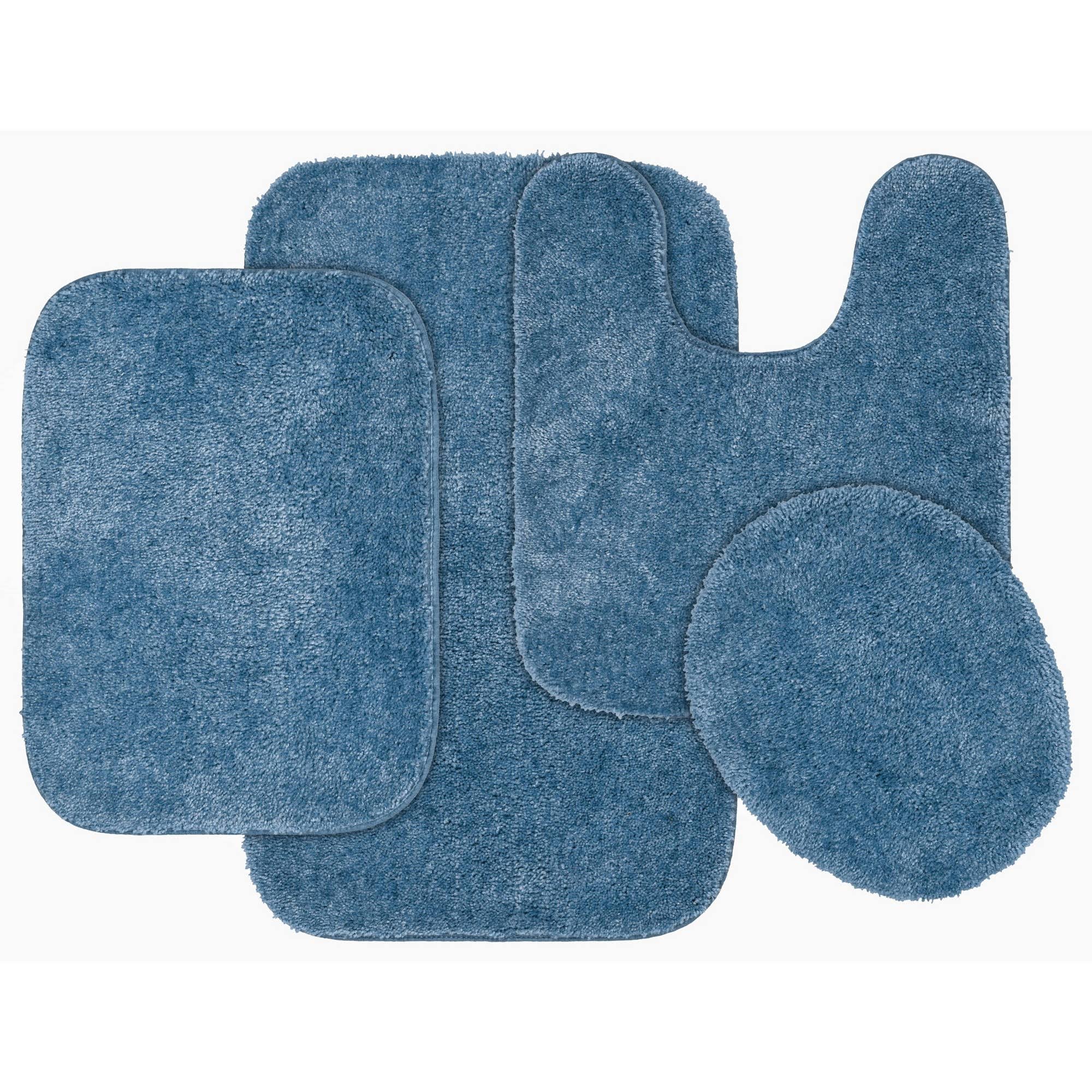 Garland Rug Basin Blue Traditional Plush Nylon 4-Piece Bath Rug Set
