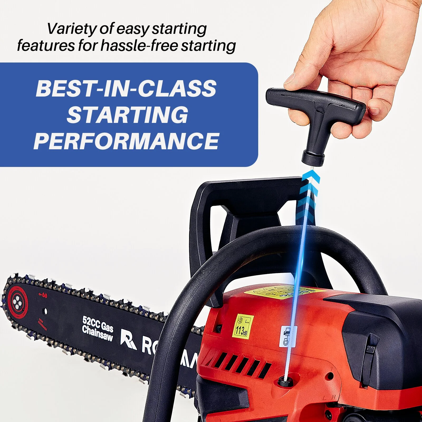 1 18-Inch 52cc 2-Cycle DOHC Gas Chainsaw with Automatic Chain Oiler - Image 5