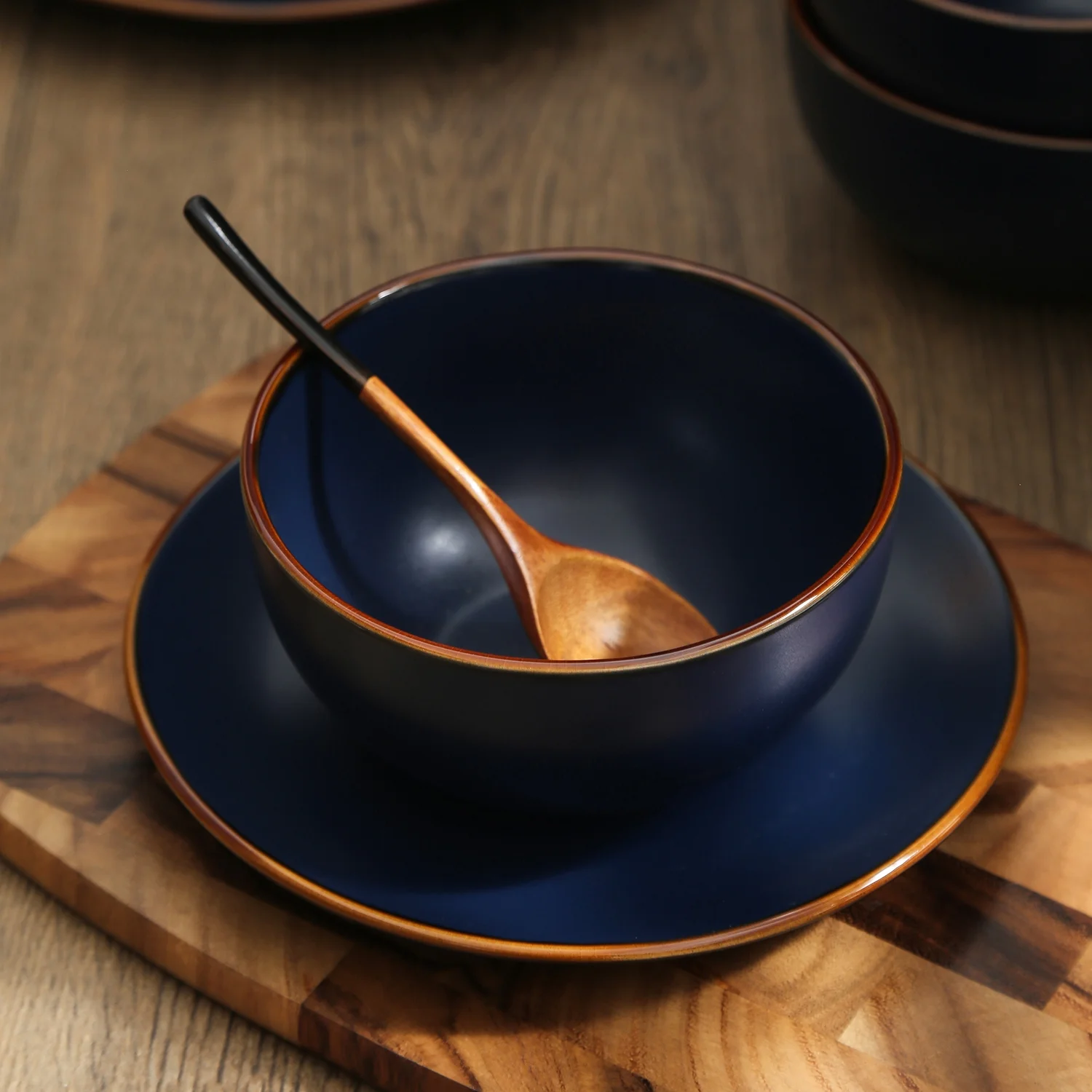 Brasa Stoneware Collection Dinnerware Set, 32 Piece Service for 8, Blue(Blue/32) Image 7