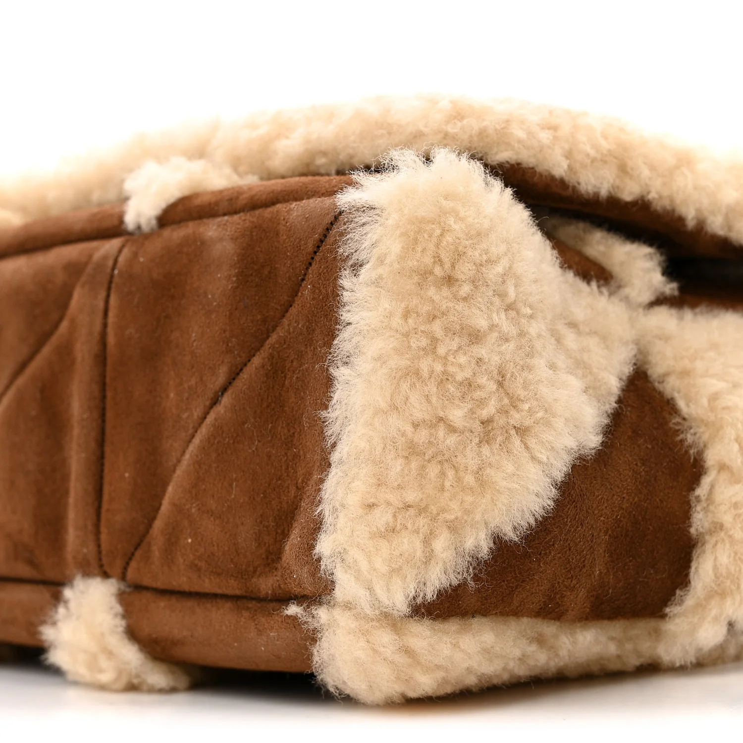 Suede Shearling Patchwork Monogram Medium Jamie Brown Beige