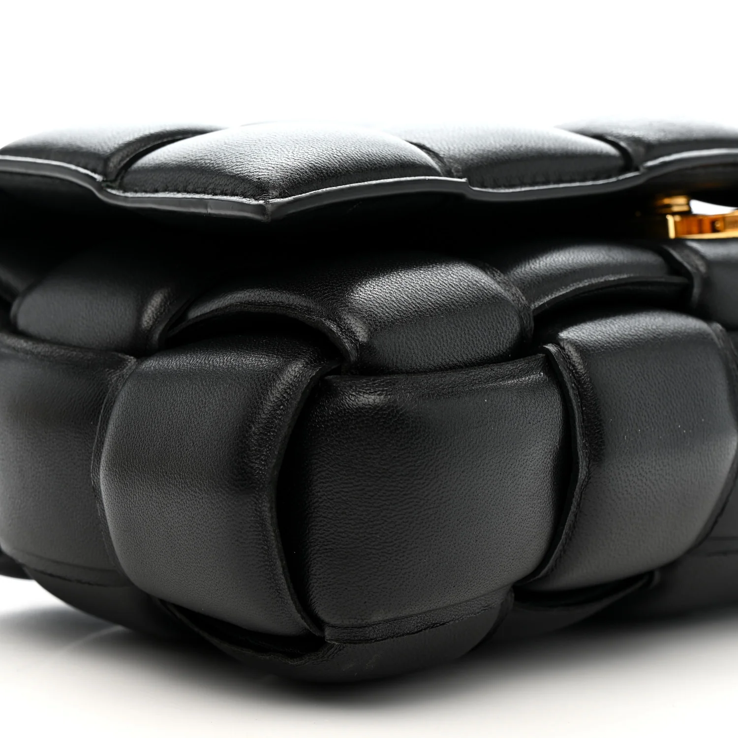 Nappa Maxi Intreccio Padded Cassette Crossbody Bag Black
