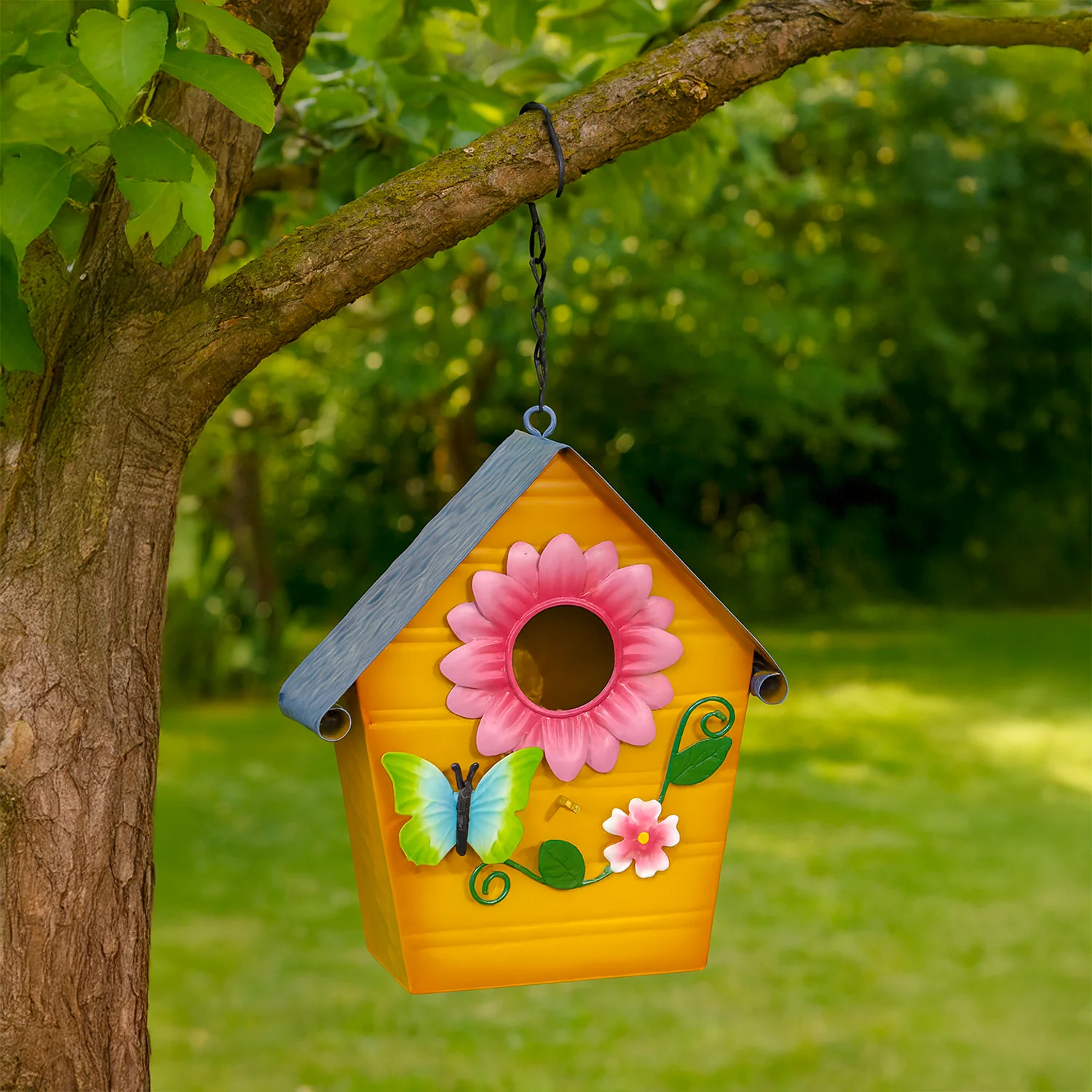 VESTIAMO CASA GIARDINO - Decorazione per Giardino a Forma di Casetta in Metallo h22 cm