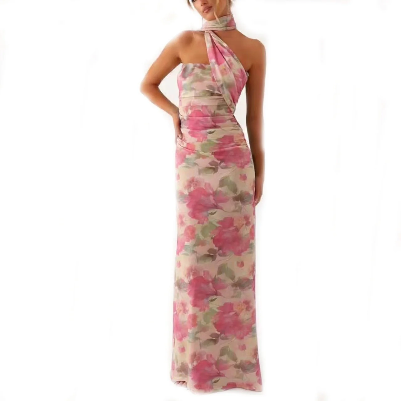 Robe longue fleurie d'été pour femme