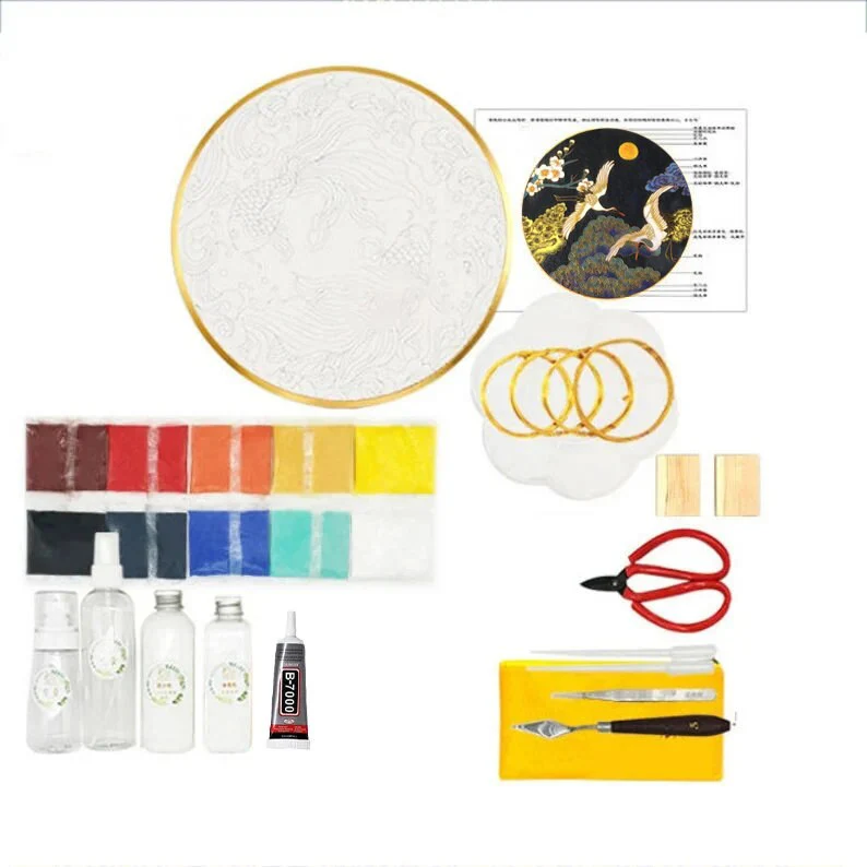 Crowned Crane at Night,Beginner Cloisonné Enamel DIY Kit, with Tutorial& All Tools