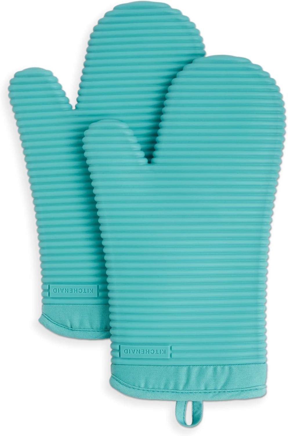 KITCHENAID Ribbed Soft Silicone Oven Mitt 2-Pack Set, 7.5