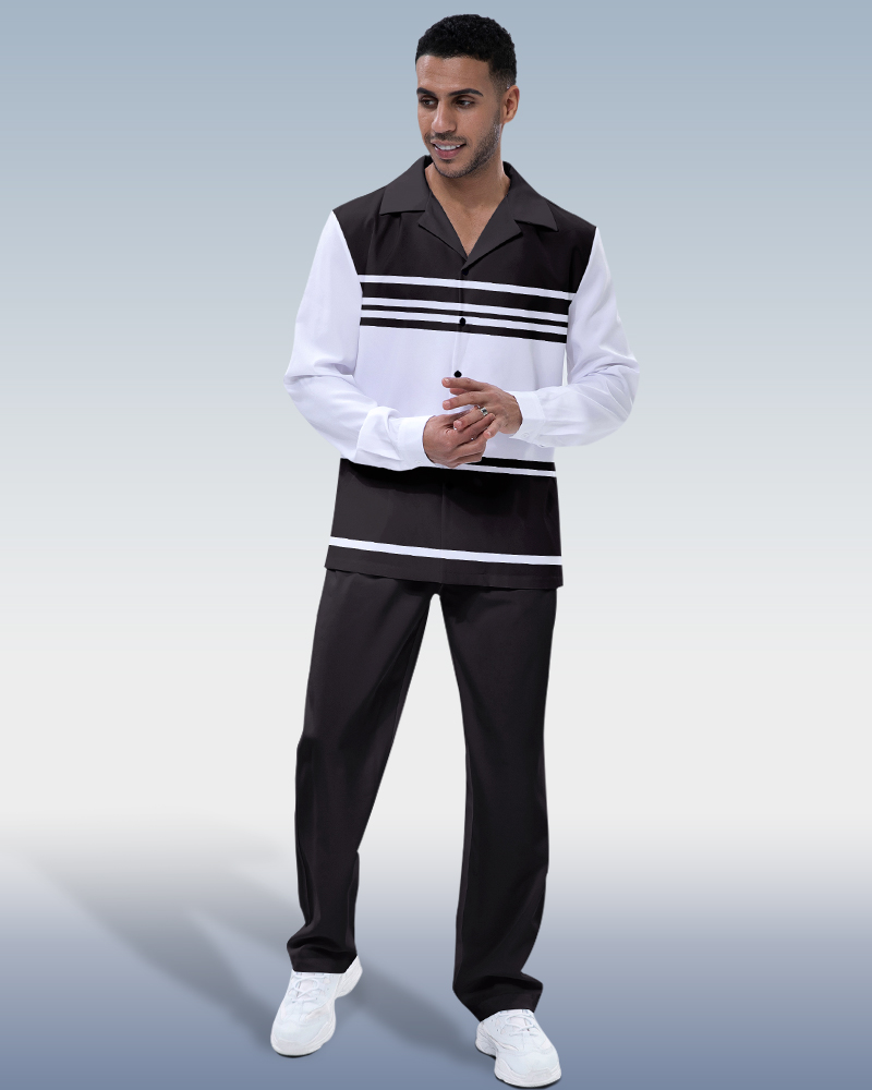 Combinaison de randonnée à rayures noires à manches longues pour homme Suitmens
