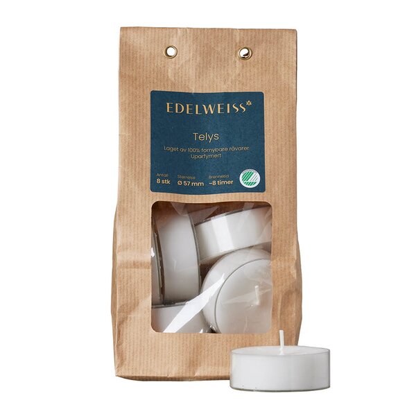 Telys store 8 stk hvit