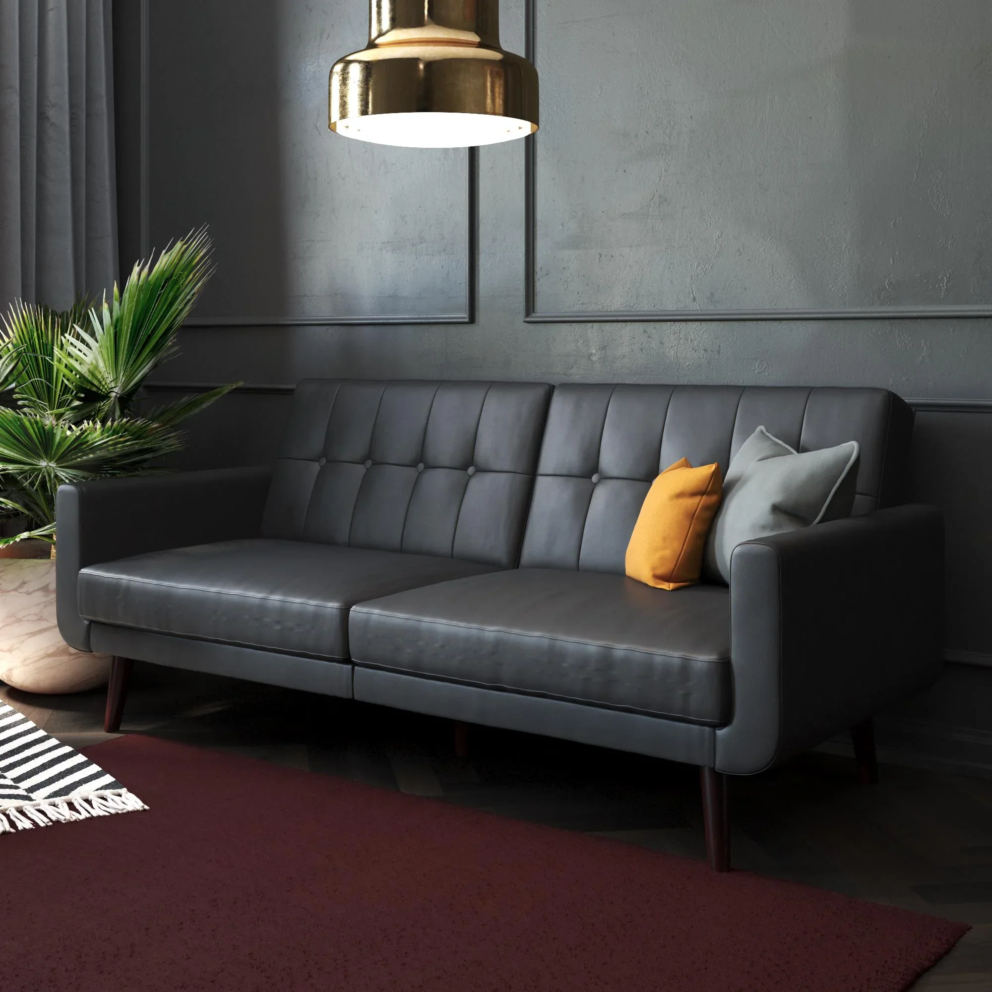 Better Homes & Gardens Nola Modern Futon, Camel Faux Leather