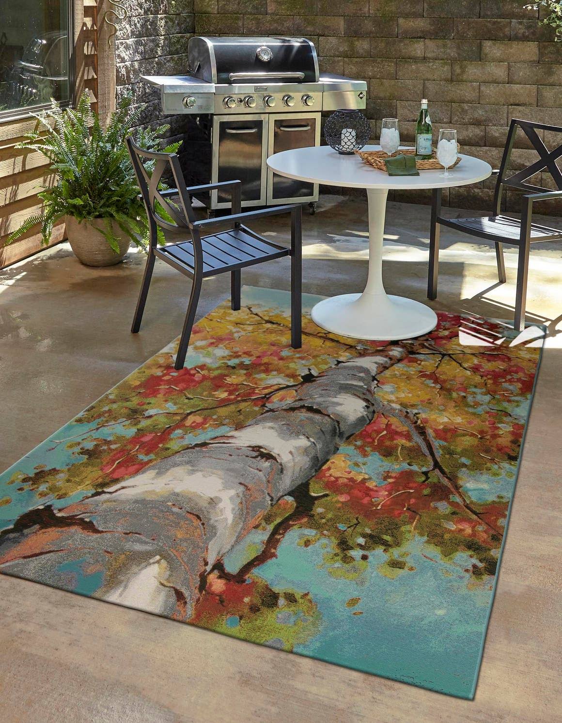 Unique Loom Outdoor Botanical 6x9 Colorful Area Rug Indoor Outdoor Rug