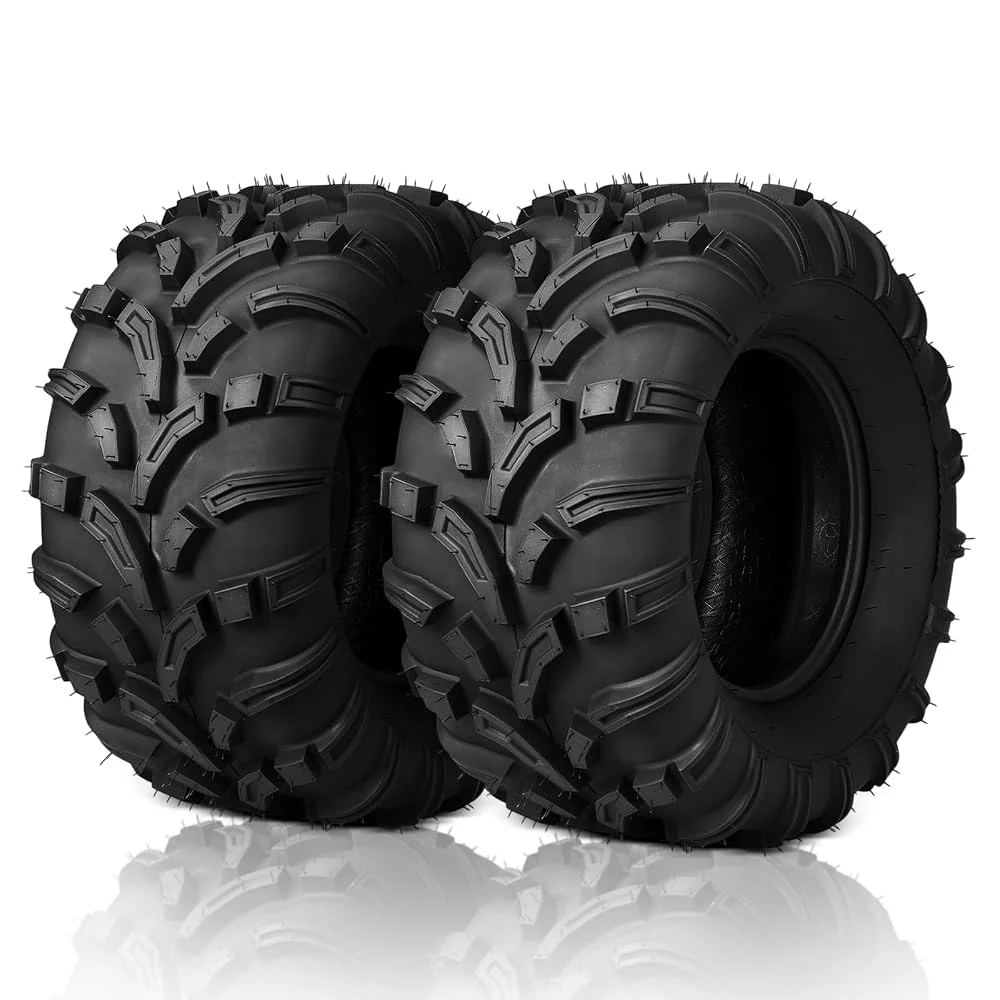 TUFFIOM Set of 2 ATV UTV Tires, 25x11.00-12/6PR All-Terrain Mud Tires with Directional Tread, Drainage, Strong Srip and Snow-breaking for Rainy/Snowy Areas, Tubeless Trail Tire