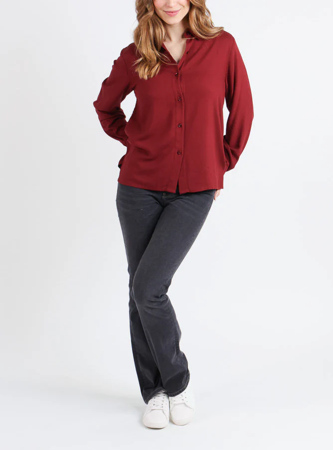 Chemisier femme en viscose rouge médoc