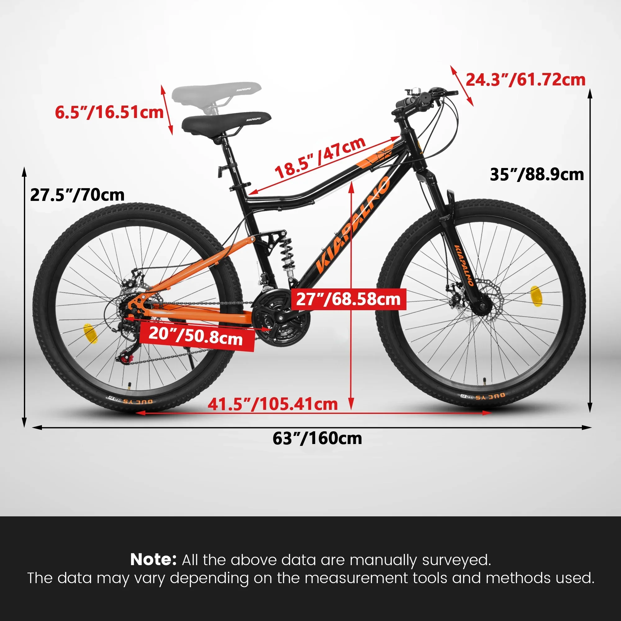 26-Inch Steel Frame Mountain Bike with Shock-Absorbing Fork   | 21-Speed Unisex Off-Road Bicycle | Black&Orange