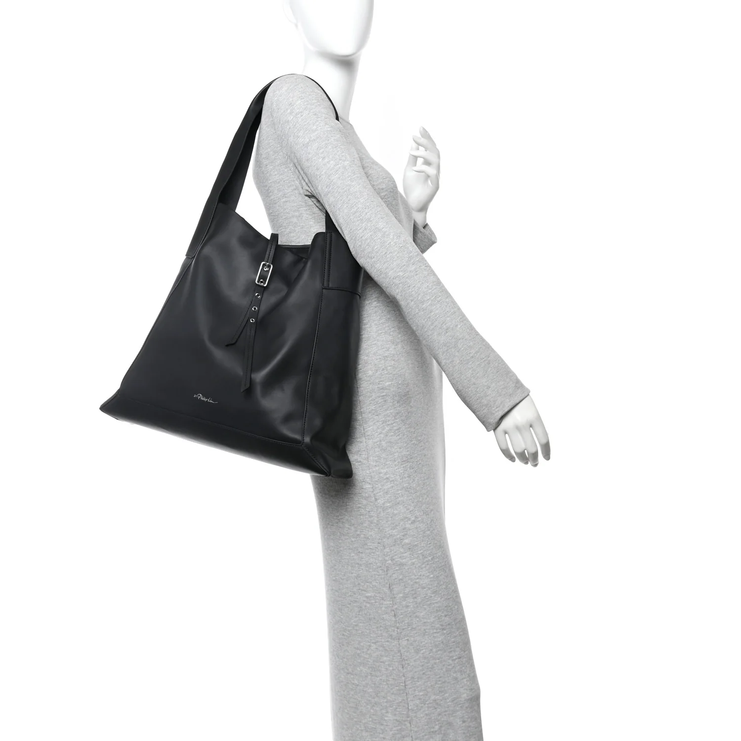 Calfskin Go Large Shoulder Bag Black