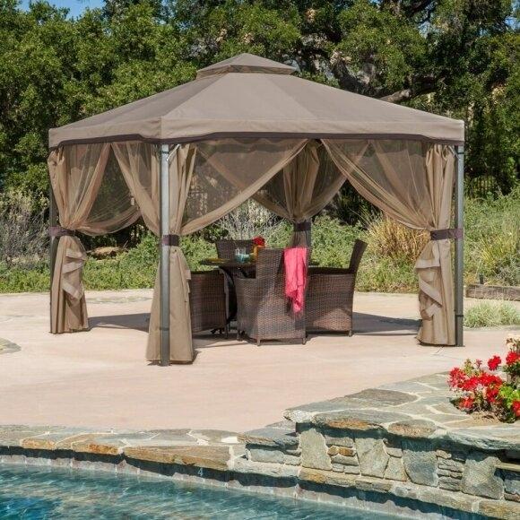 Gazebo de patio en métal Franz, 3 m x 3 m