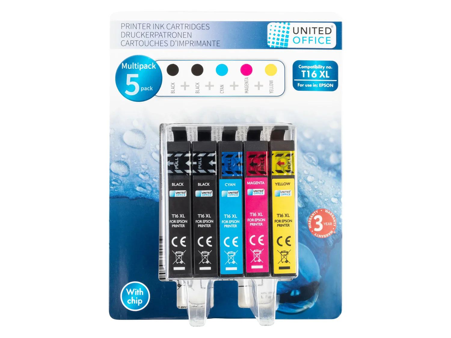 UNITED OFFICE Cartouches d'impression, 5 pices, Epson