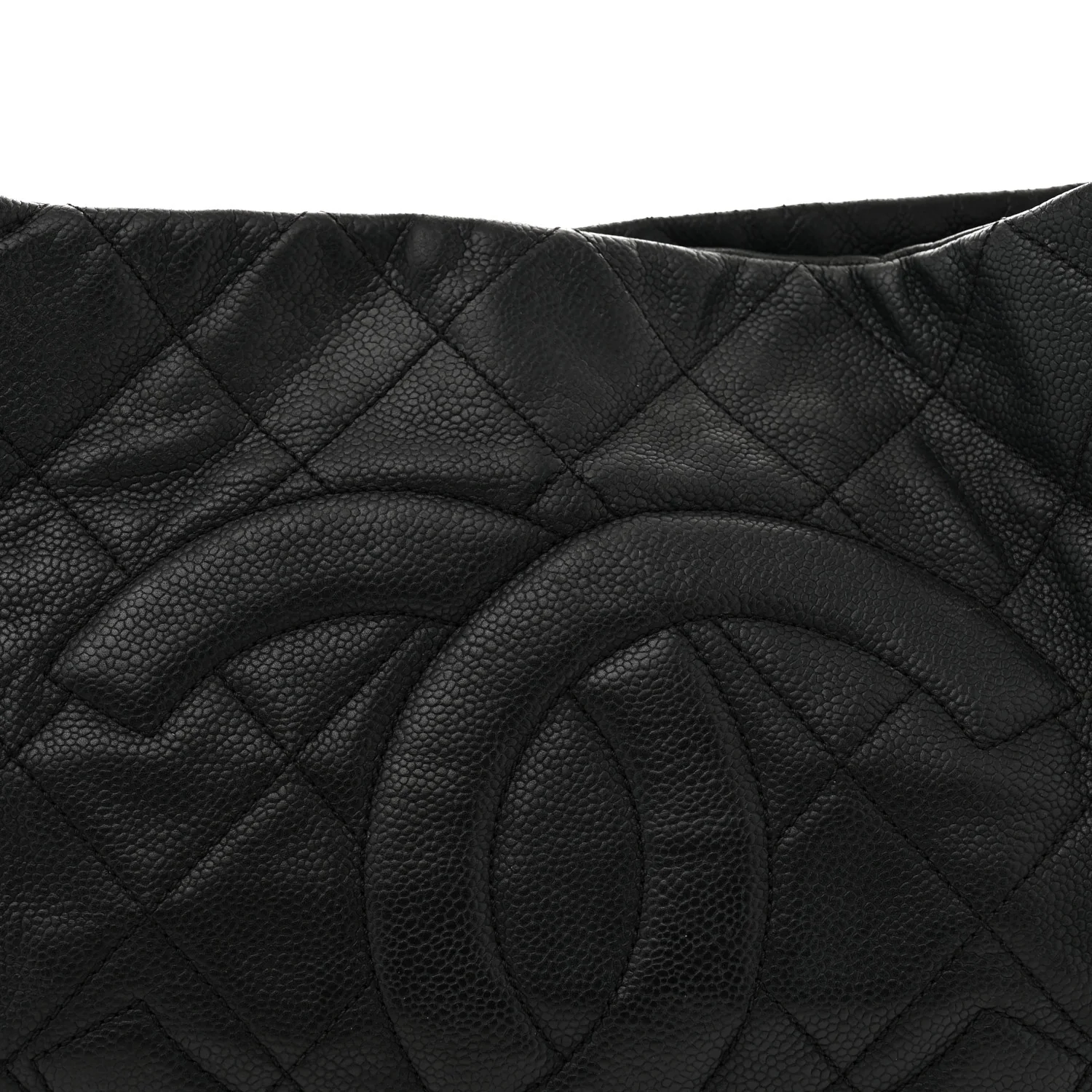 Caviar Quilted Expandable Zip Shoulder Bag Black