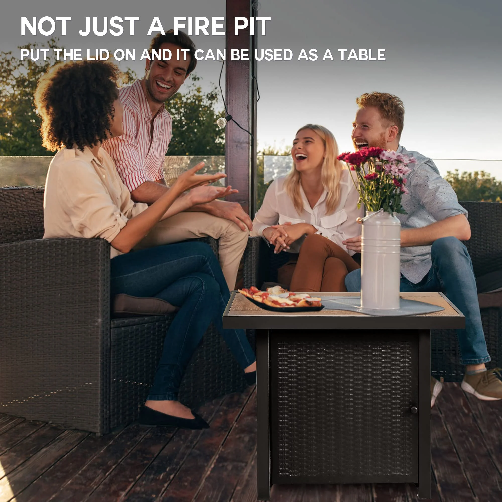 Propane Gas Fire Pit Table with Lid for Outside Backyard, Patio 50000 BTU 30 inch(Black-30'') - Image 6