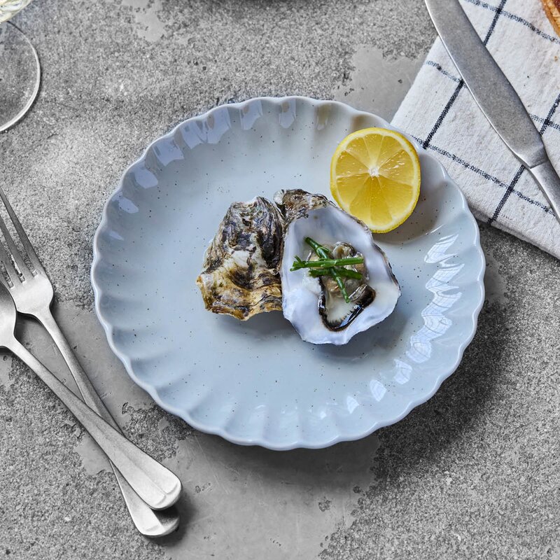 Scallop tallerken 20 cm lyseblå