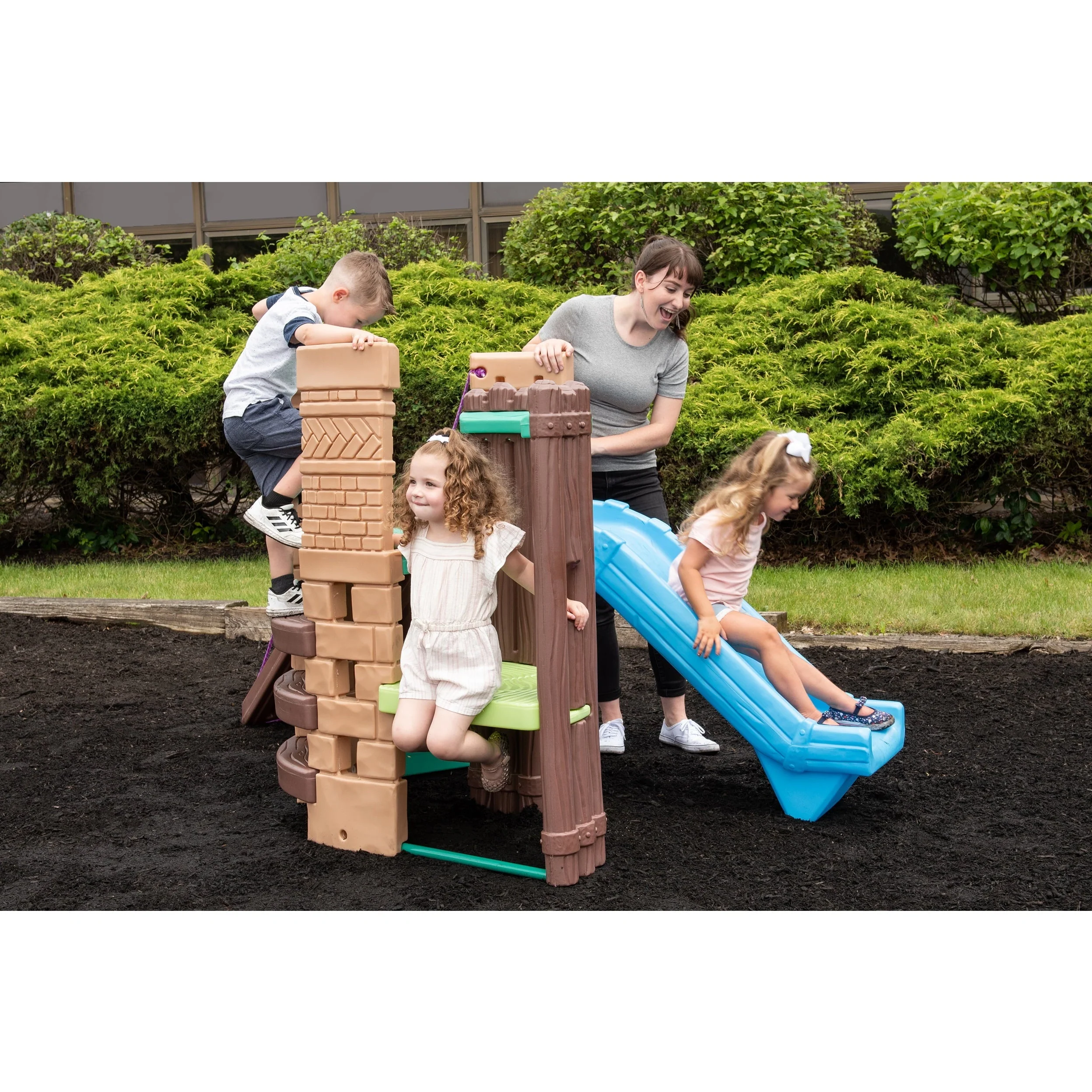 Little Tikes 2 in 1 Castle Playground Climber and Slide with Ladder and Plank, Fits Up to 3 Kids, Indoor and Outdoor Backyard Playground Set, Multicolor For Toddlers Boys Girls Ages 3 4 5+ Image 3