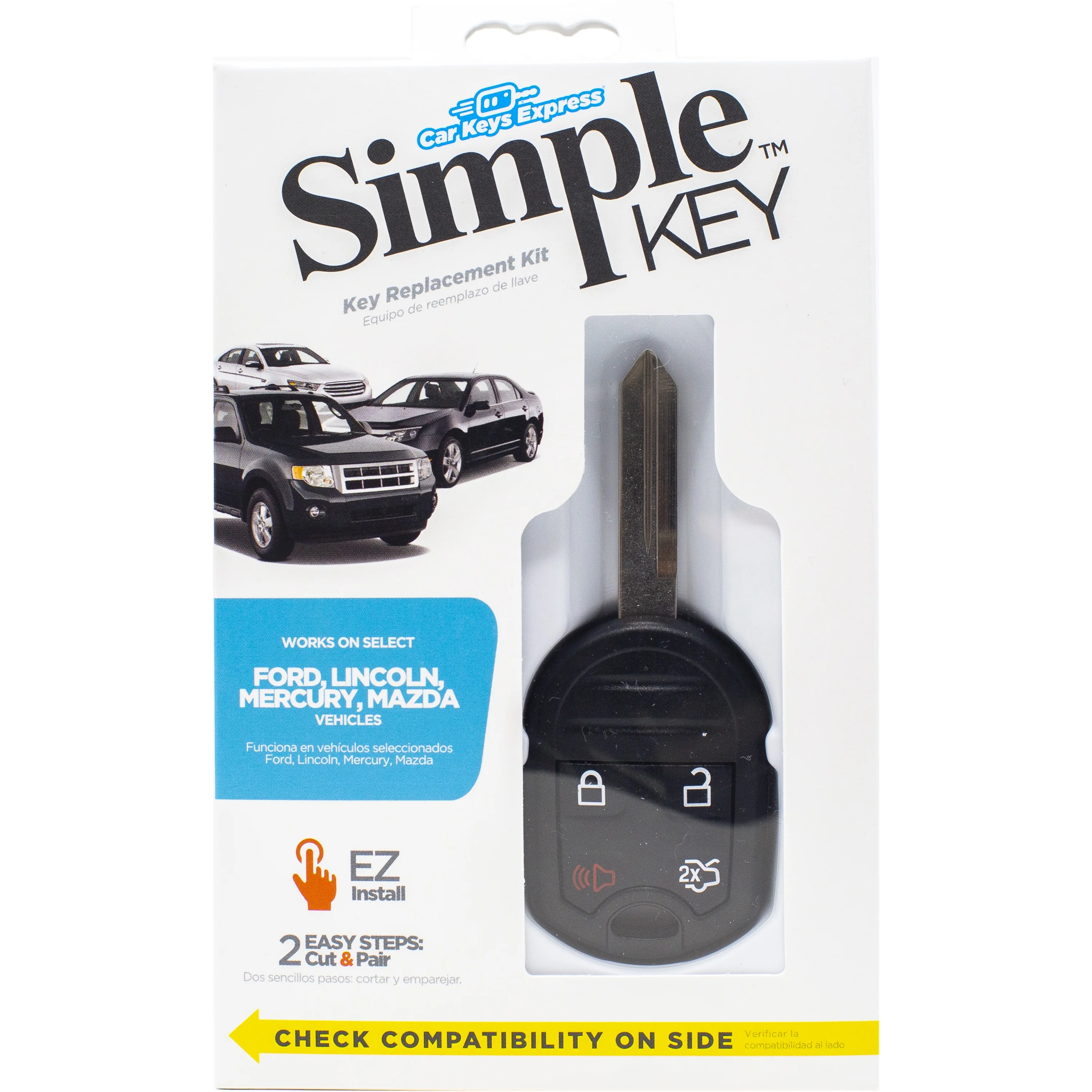 Car Keys Express Ford Simple Key - 4 Button Remote and Key Combo with Trunk Car Key Fob