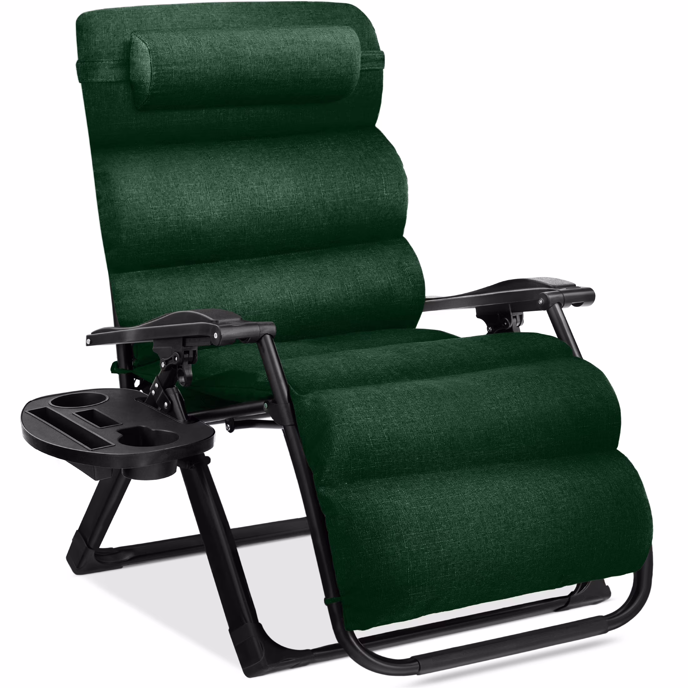 Oversized Zero Gravity Chair, Folding Recliner w/ Removable Cushion, Side Tray Fossil Gray(Fossil Gray) - Image 7