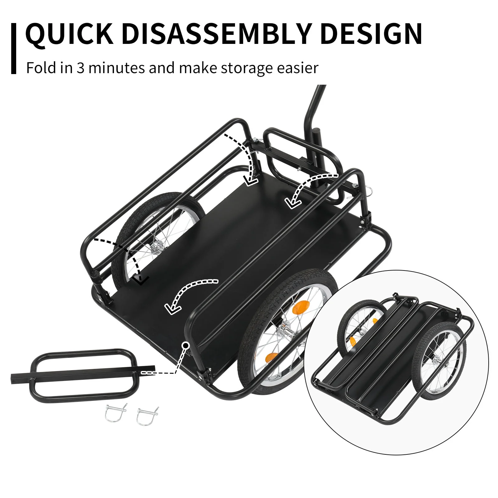 Two Wheel Bicycle Cargo Trailer, Black - Image 5