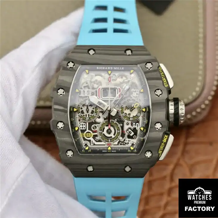 Richard Mille RM11-03 KV Factory Blue Rubber Strap