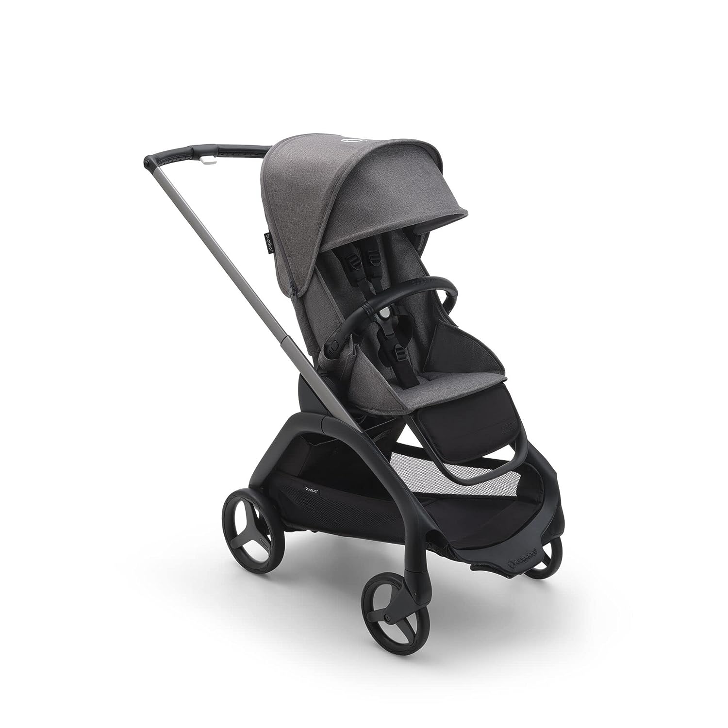 Poussette Bugaboo Dragonfly City, poussette bébé légère et compacte avec pliage facile d'une seule main dans n'importe quelle position, suspension intégrale, panier sous le siège XL, châssis graphite et capote pare-soleil grise chinée