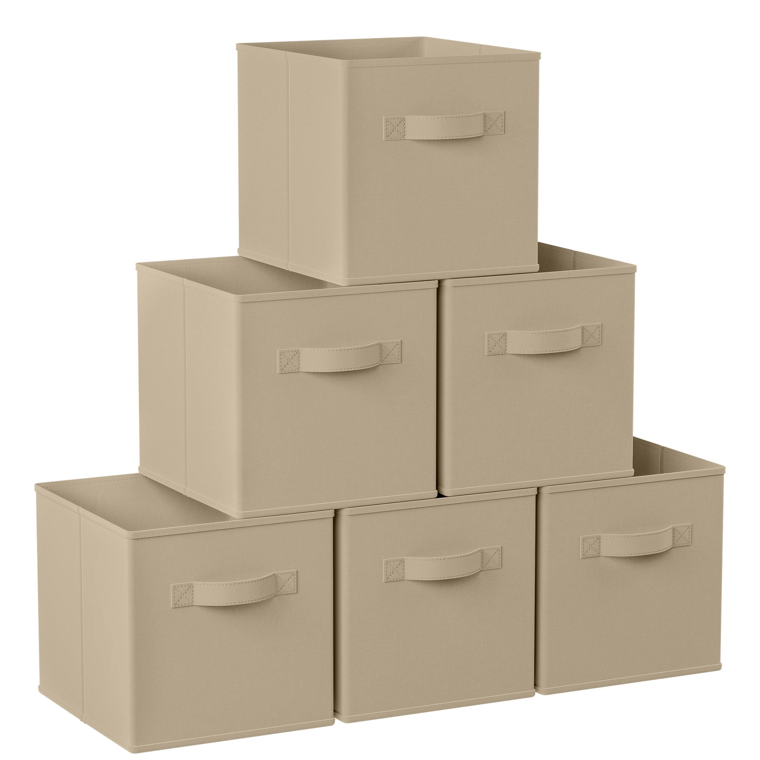 Foldable Storage Cube Bins with Dual Handles 11 x 11 x 11 / Beige