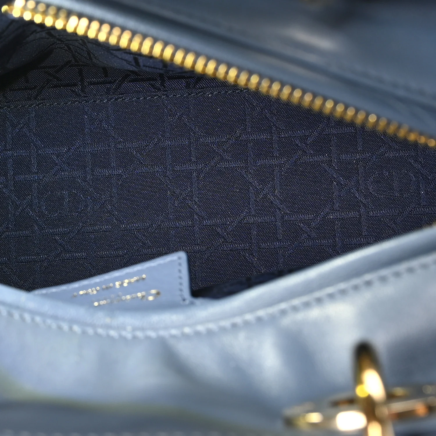 Lambskin Cannage Medium Lady Dior Denim Blue