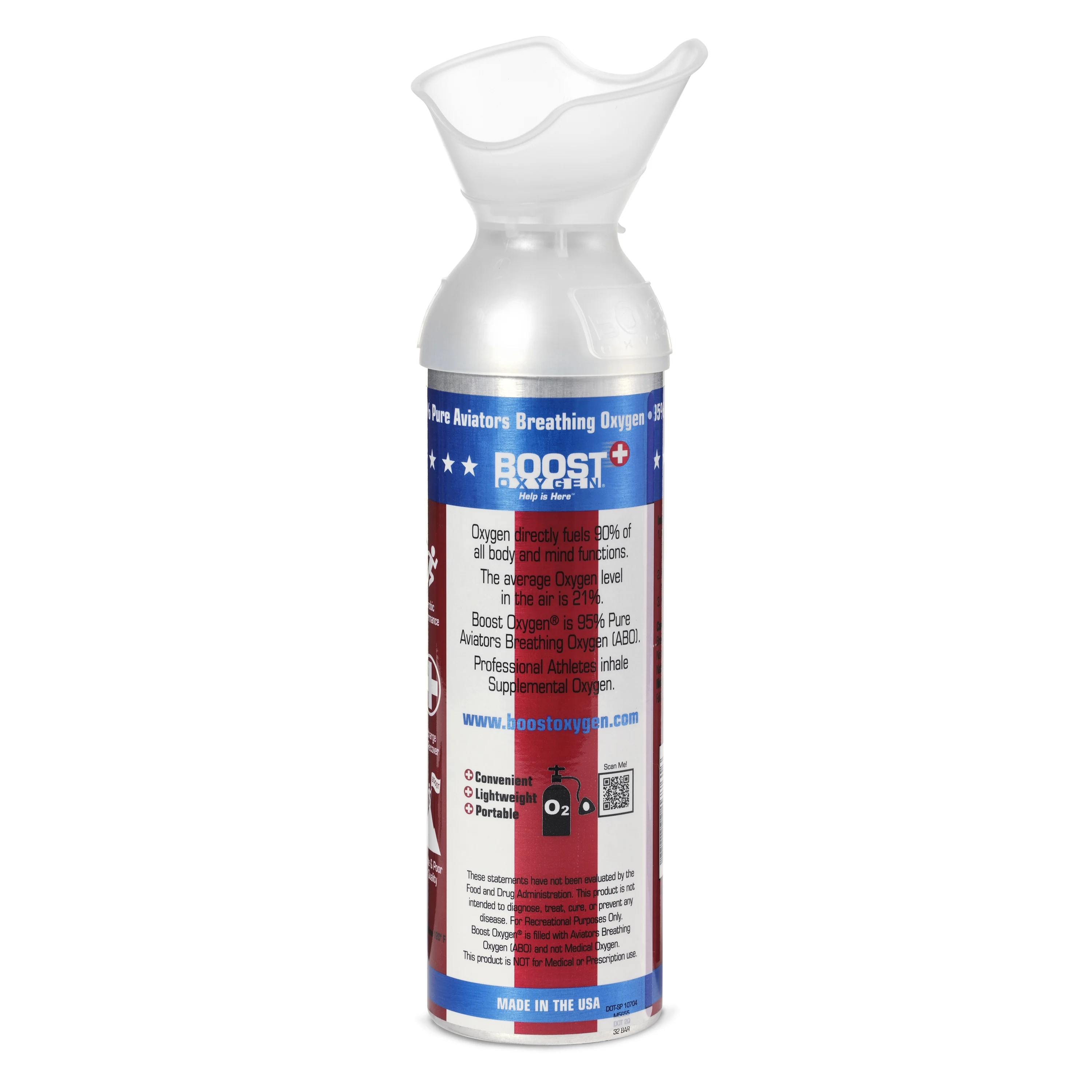 6 Pack 10 L Boost Oxygen Stars/Stripes Pure Canned Oxygen Canister, Natural