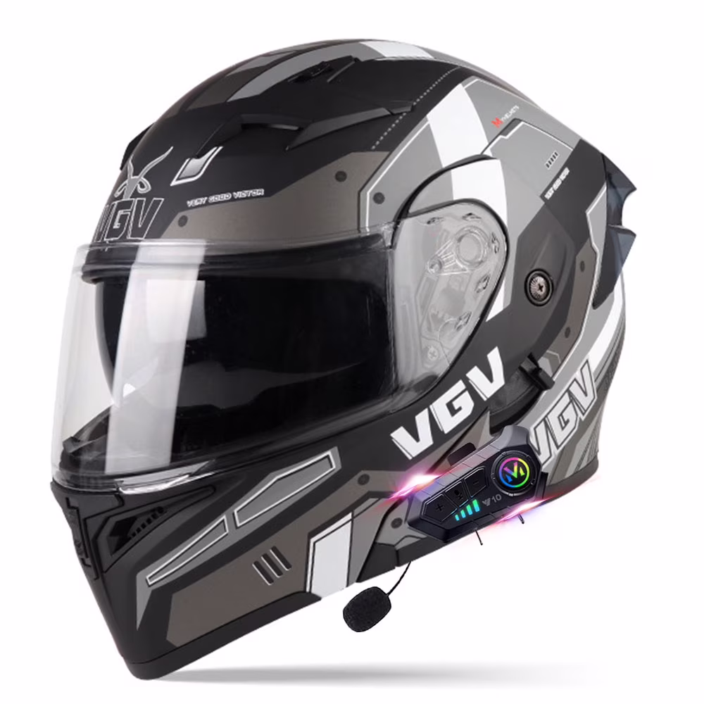 Bluetooth Modular Motorcycle Helmets for Adults Motorbike DOT Approved, Full Face Flip up Anti - Fog Helmet Built - in Dual Speaker with Microphone for Men and Women