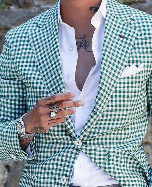Blazer décontracté à carreaux, revers cranté et simple boutonnage