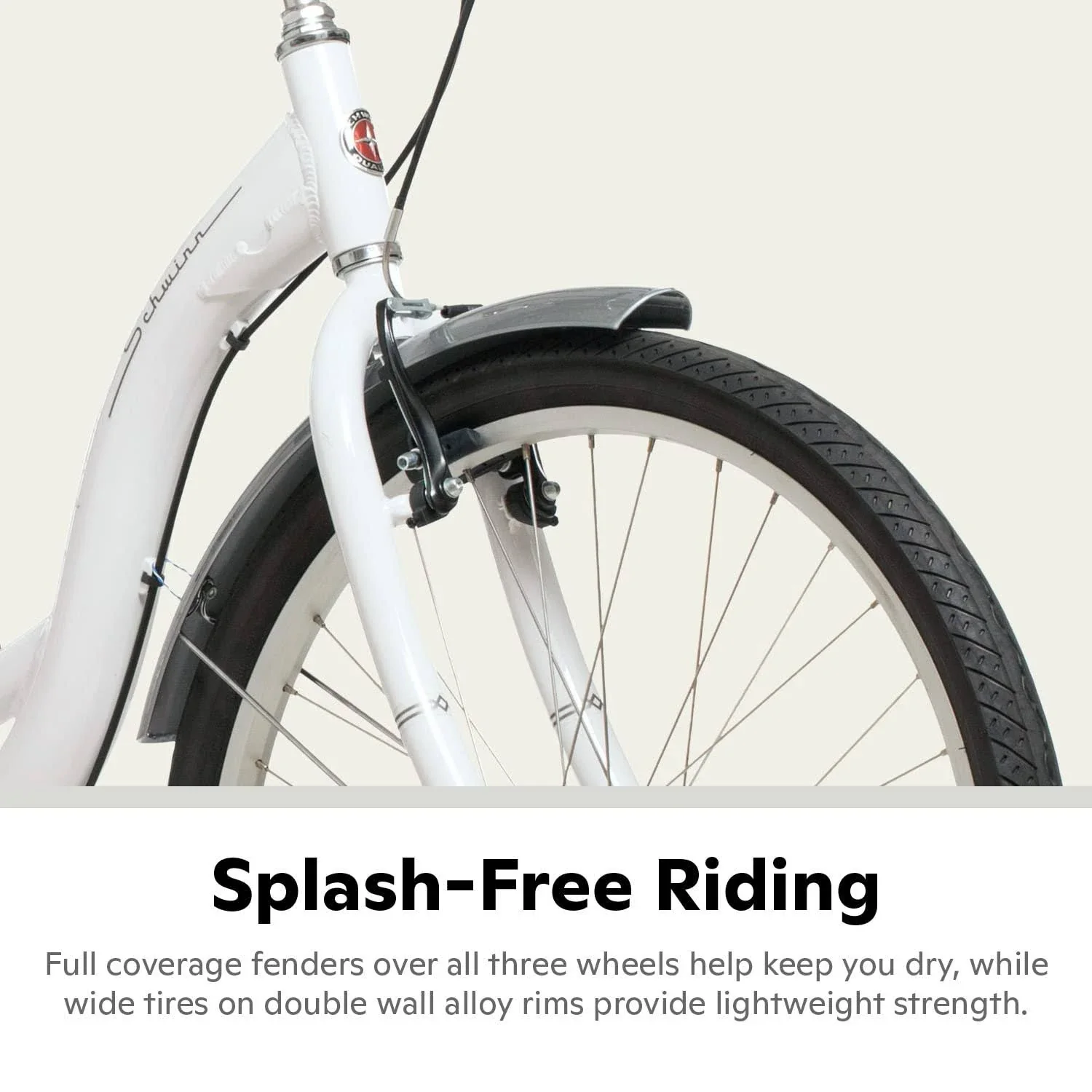 Tricycle Schwinn Meridian 2025 pour adultes (hommes et femmes), vélo de plage à trois roues, roues de 26 pouces, cadre bas, selle large, panier arrière pliable.