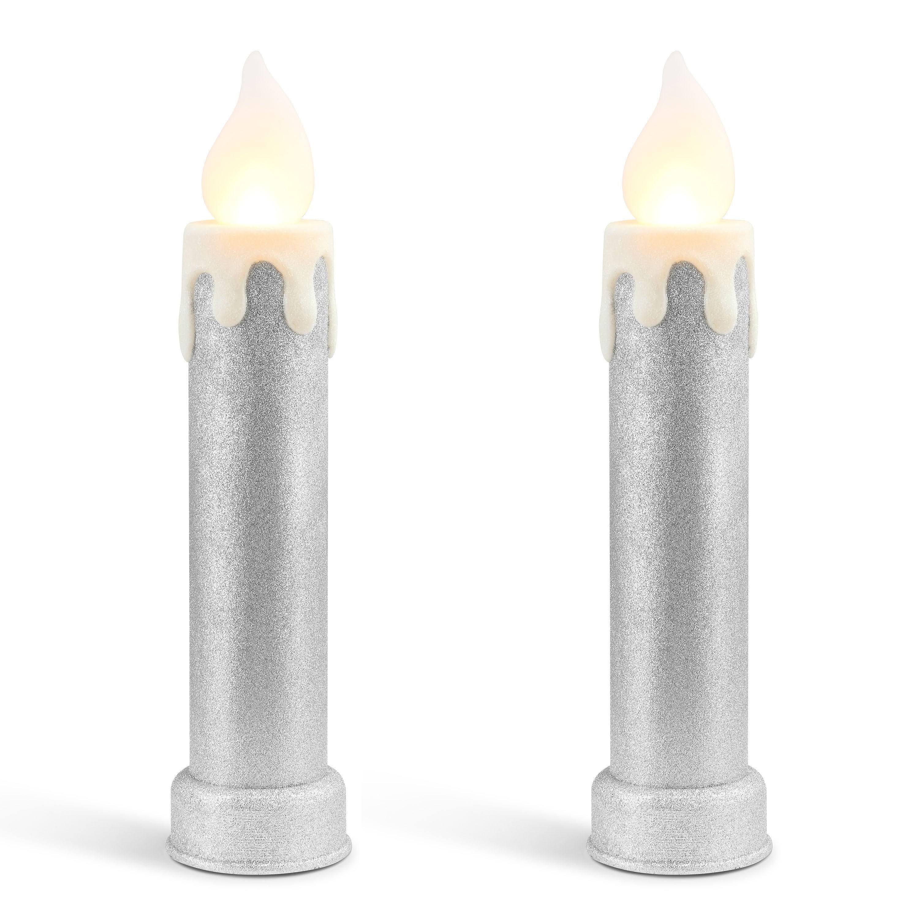 Mr. Christmas 24 inch Set of 2 Blow Mold Candles - Silver