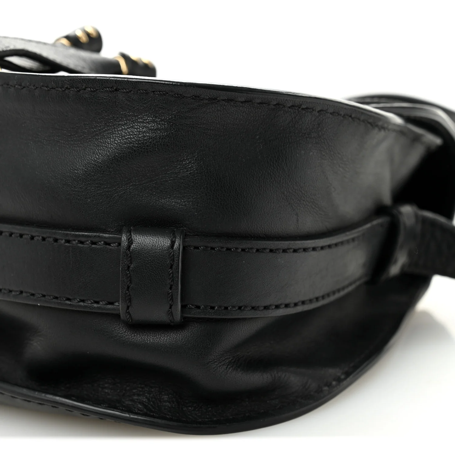 Calfskin Mini Marcie Metal Bar Trim Crossbody Bag Black