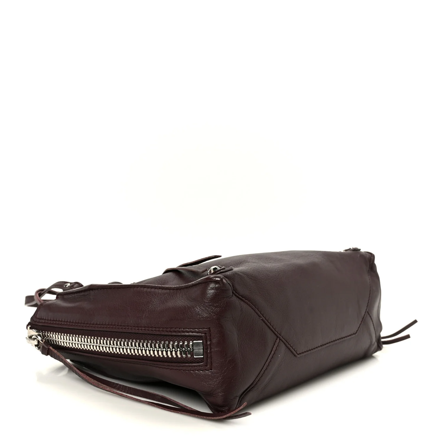 Calfskin Papier Mini A4 Zip Around Tote Rouge Aubergine