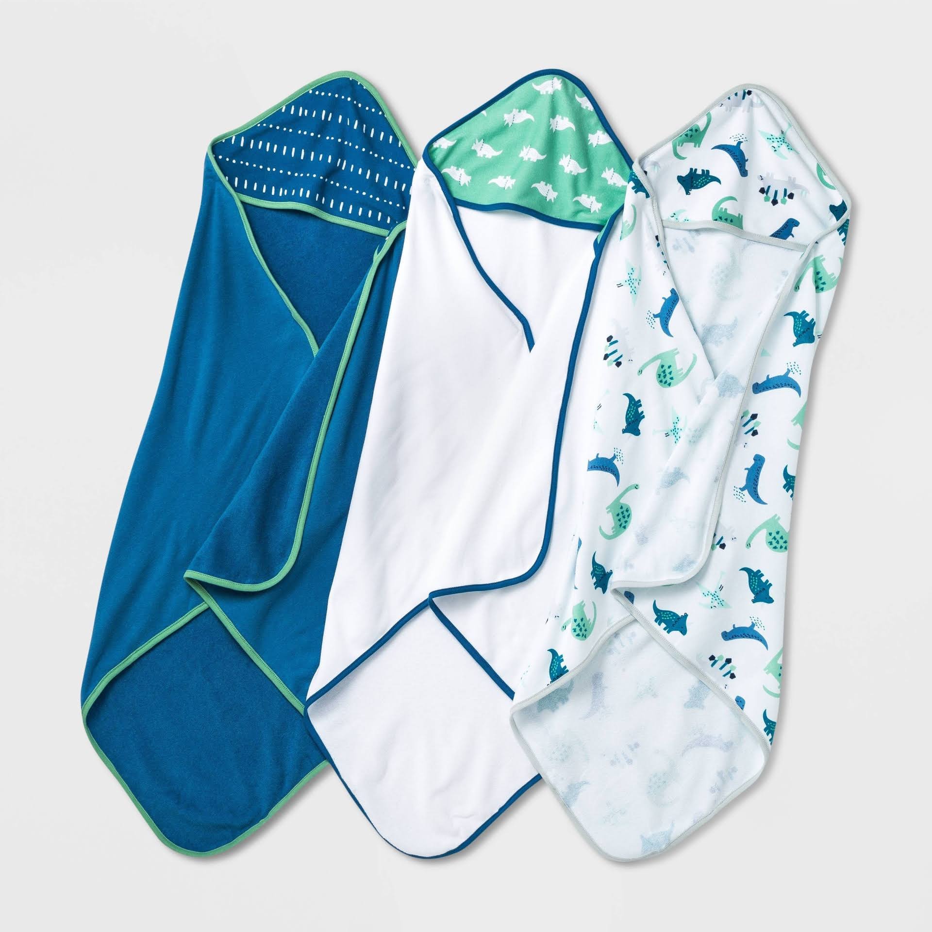 Baby Boys' 3pk Dino Hooded Towel - Cloud Island Blue