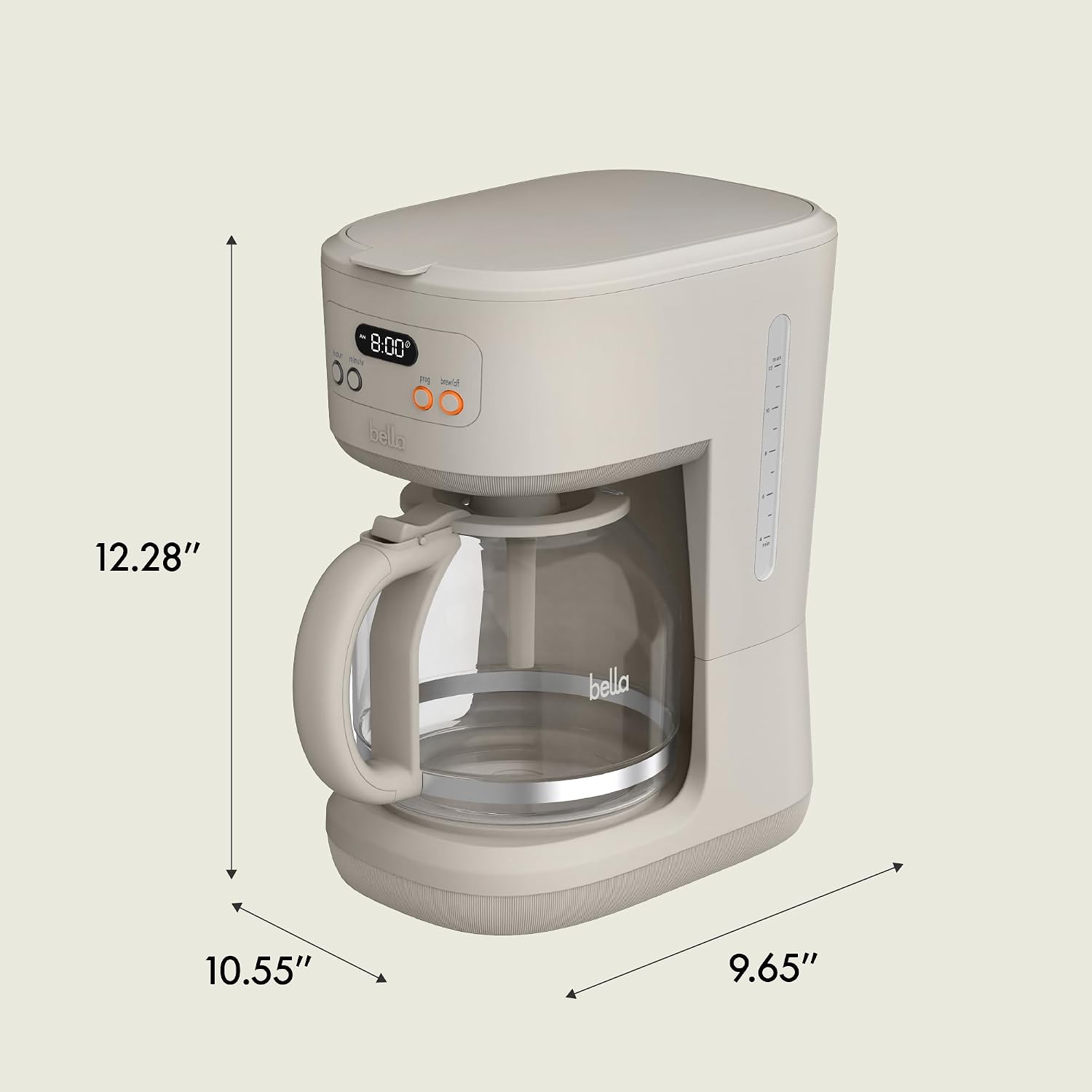 Bella 12-Cup Programmable Coffee Maker, LCD, Auto Shutoff, 900W