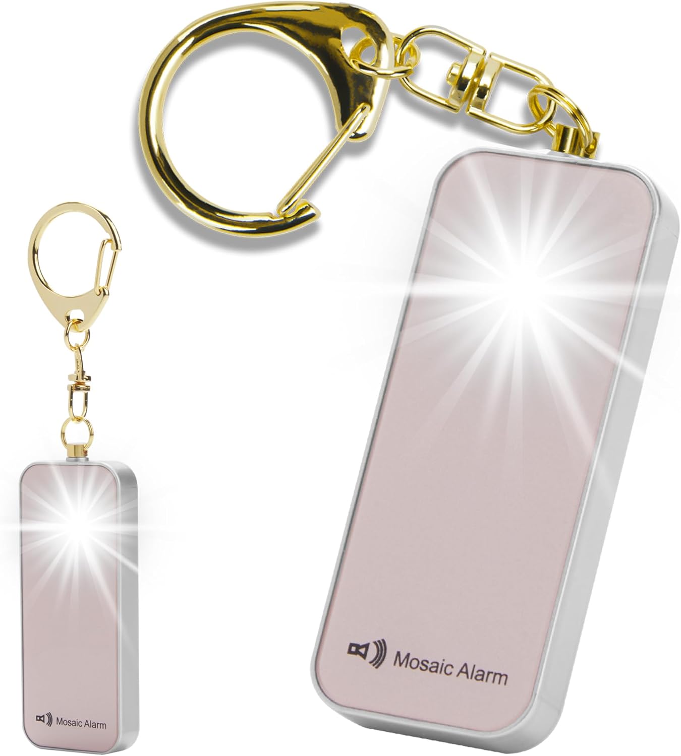 Ultrathin Personal Alarm Rainproof Ultra-Lightweight (0.8 oz) Bulky-Free Keychain Siren for Women, Students Safety. SOS Emergency 130db Hiking Alert Strobe Light. Replaceable Battery. Rose Gold