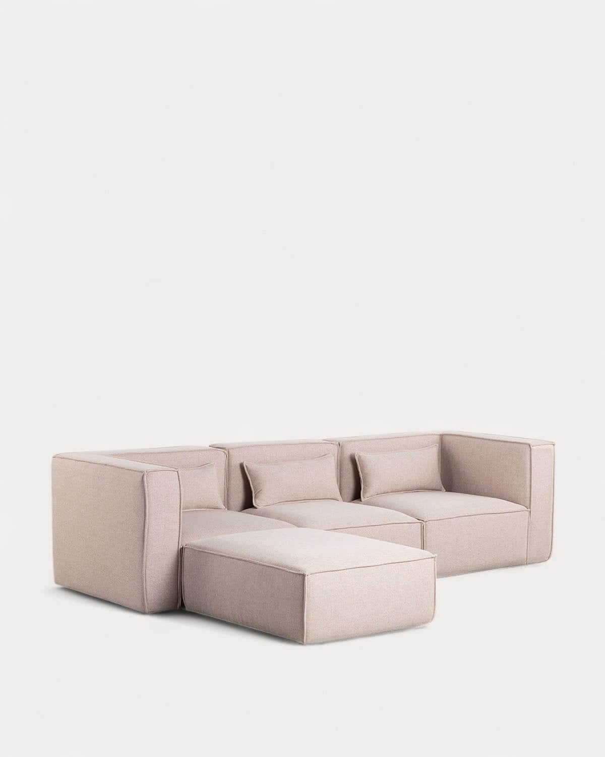 Kilhe Tela - Sofá Modular de 3 Piezas con 2 Sillones Esquineros y Puff de Tela Kilhe