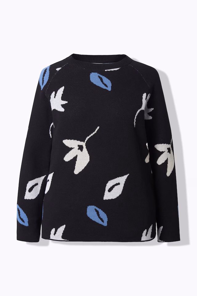 Eco Cotton Leaf Pattern Long Sleeve Sweater