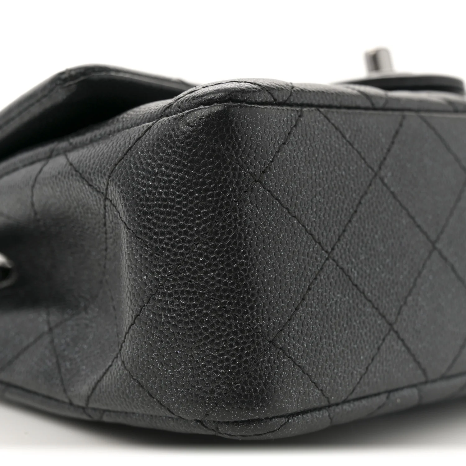 Iridescent Caviar Quilted Mini Rectangular Flap Black